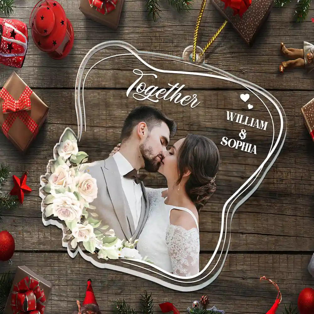 Gift For Couples,Gift For Wife,Gift For Husband,Gift For Women,Gift For Men,Christmas,Love,Custom Photo - Custom Photo Married Engaged Couple - Personalized Custom Shaped Acrylic Ornament