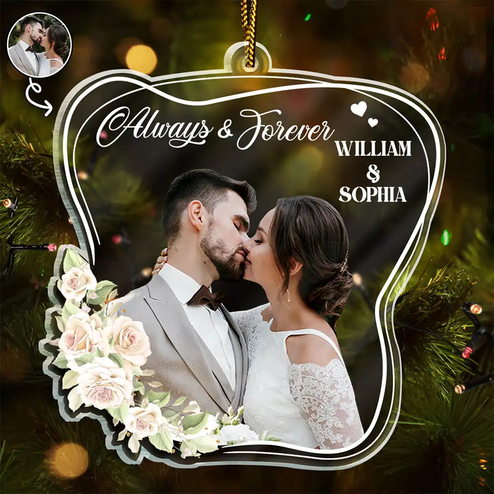 Gift For Couples,Gift For Wife,Gift For Husband,Gift For Women,Gift For Men,Christmas,Love,Custom Photo - Custom Photo Married Engaged Couple - Personalized Custom Shaped Acrylic Ornament