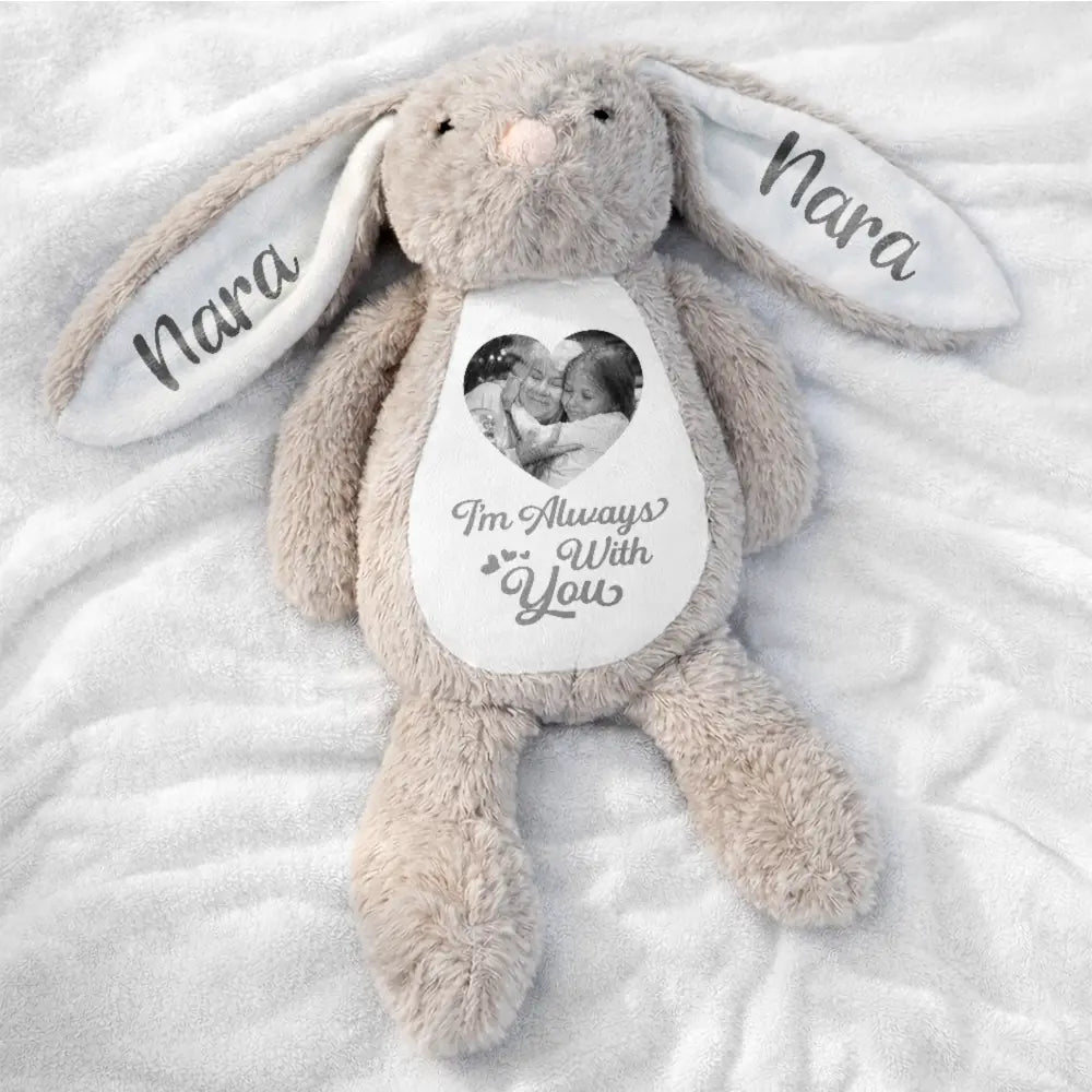 Memorial, Parents, Gift For Grandparents, Gift For Kids, New baby, Gift For Daughter, Gift For Son, Easter - Custom Photo Memorial A Cuddle From Heaven - Personalized Soft Toy Bunny