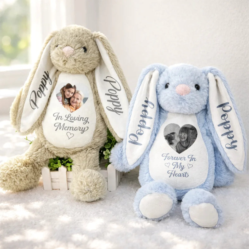 Memorial, Parents, Gift For Grandparents, Gift For Kids, New baby, Gift For Daughter, Gift For Son, Easter - Custom Photo Memorial A Cuddle From Heaven - Personalized Soft Toy Bunny