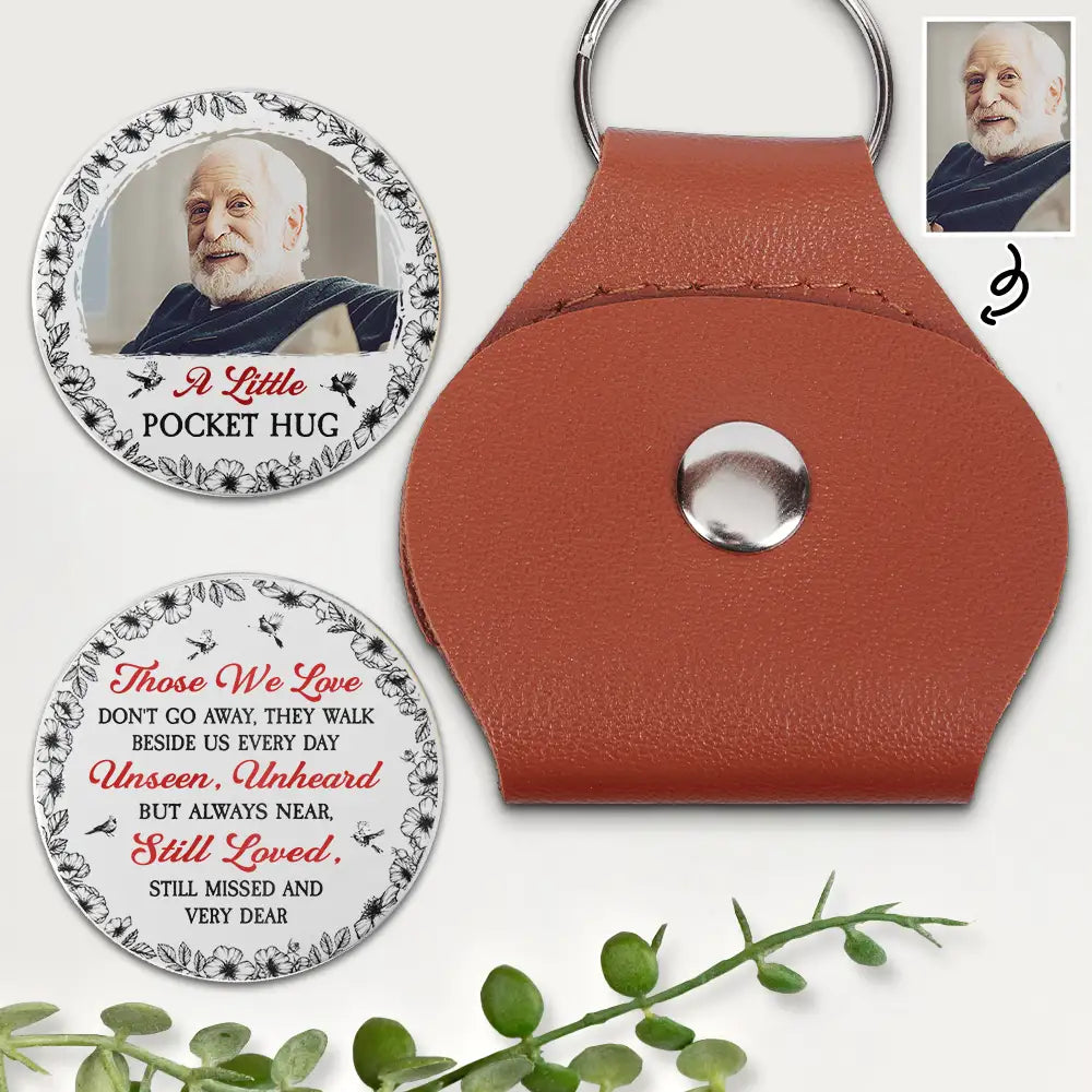 Custom Photo Memorial A Little Pocket Hug - Personalized Leather Pocket Hug