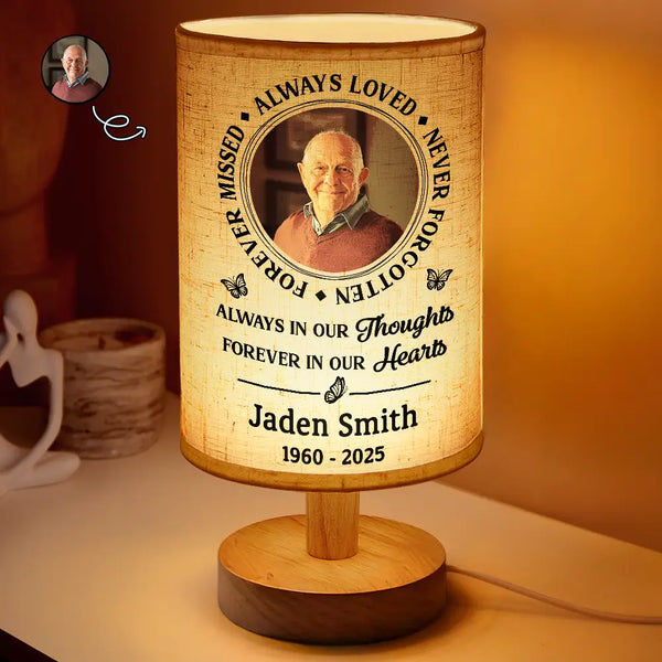Memorial,Gift For Grandparents,Parents,Gift For Sibling,Family - Custom Photo Memorial Always Loved Never Forgotten - Personalized Fabric Lamp