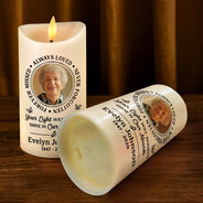 Christmas,Memorial,Custom Photo,Family,Sad - Custom Photo Memorial Always Loved Never Forgotten - Personalised Flameless LED Candle