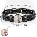 Sad, Memorial, Gift For Father, Gift For Yourself, Parents, Gift For Mother, Gift For Grandparents, Gift For Sibling - Custom Photo Memorial Dad Mom Family - Personalized Leather Braided Bracelet
