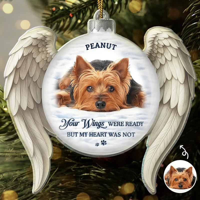 Christmas,Memorial,Sad,Pet Lovers,Dog Lovers,Cat Lovers,Family - Custom Photo Memorial Dog Cat You Left Paw Prints On My Heart - Personalized Custom Shaped Acrylic Ornament