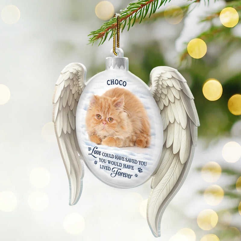 Christmas,Memorial,Sad,Pet Lovers,Dog Lovers,Cat Lovers,Family - Custom Photo Memorial Dog Cat You Left Paw Prints On My Heart - Personalized Custom Shaped Acrylic Ornament