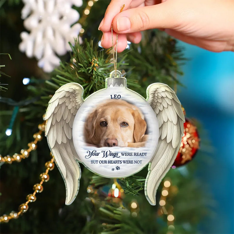 Christmas,Memorial,Sad,Pet Lovers,Dog Lovers,Cat Lovers,Family - Custom Photo Memorial Dog Cat You Left Paw Prints On My Heart - Personalized Custom Shaped Acrylic Ornament