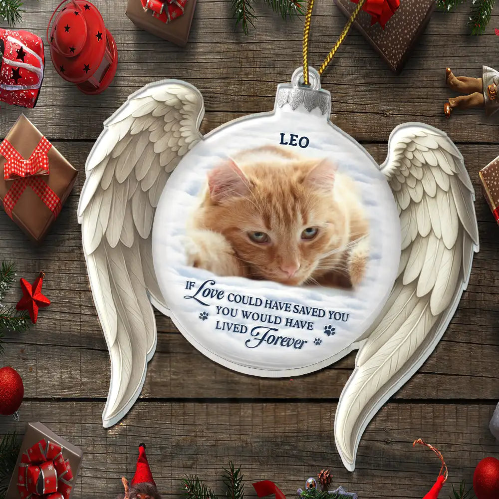 Christmas,Memorial,Sad,Pet Lovers,Dog Lovers,Cat Lovers,Family - Custom Photo Memorial Dog Cat You Left Paw Prints On My Heart - Personalized Custom Shaped Acrylic Ornament