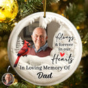Christmas,Custom Photo,Memorial,Family,Sad - Custom Photo Memorial Family Loss Cardinal Bird - Personalized Circle Acrylic Ornament