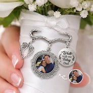Custom Photo, Sympathetic, Gift For Yourself, Wedding, Dynamic Photo - Custom Photo Memorial Family Walk With Me Today - Personalized Lapel Pin