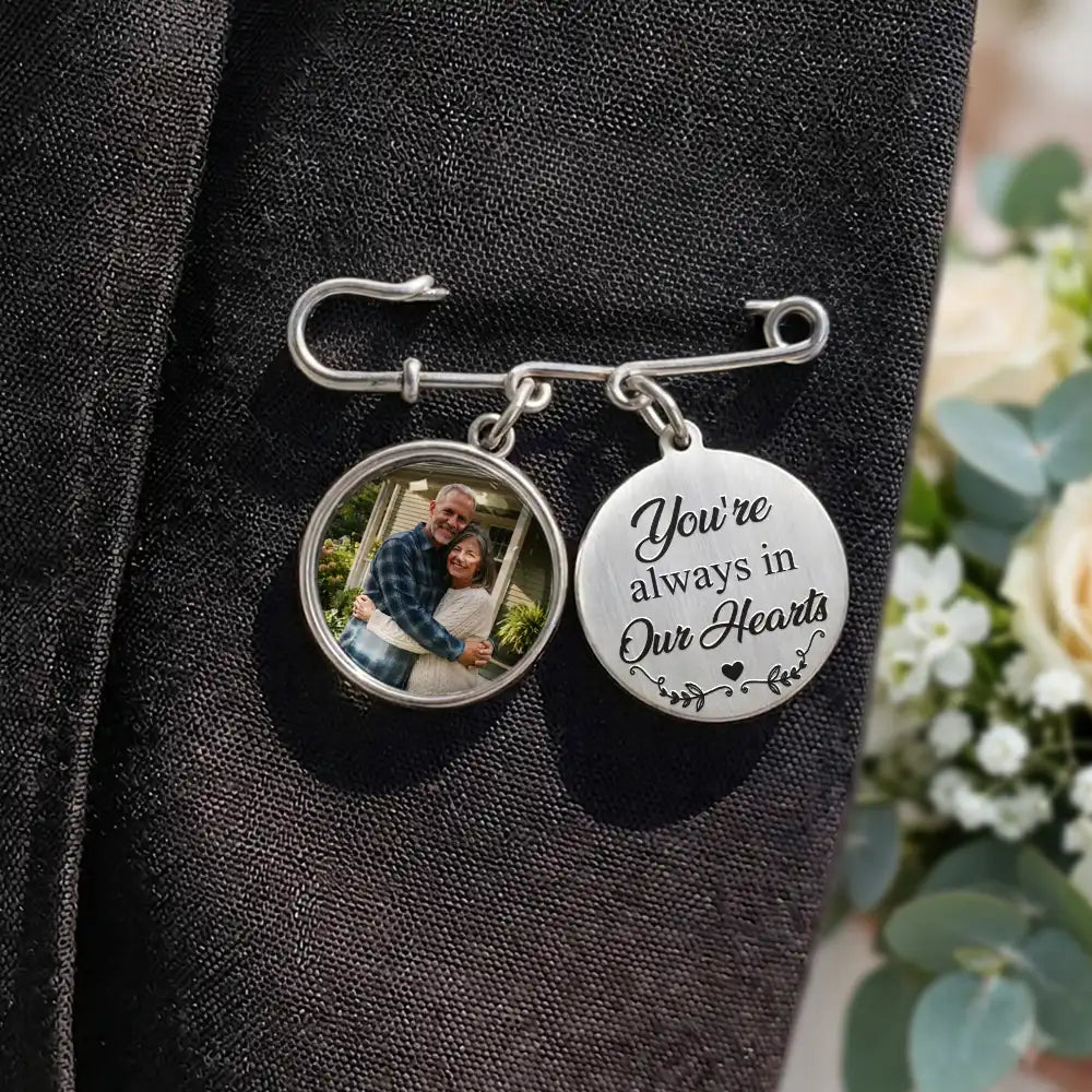 Custom Photo, Sympathetic, Gift For Yourself, Wedding, Dynamic Photo - Custom Photo Memorial Family Walk With Me Today - Personalized Lapel Pin