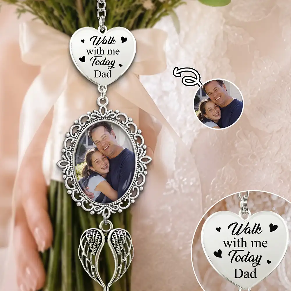 Custom Photo Memorial Family Walk With Me Today - Personalized Wedding Charm