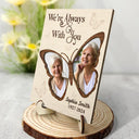 Memorial,Family,Custom Photo,Love - Custom Photo Memorial Forever In My Heart Mother Father - Personalized 2-Layered Wooden Plaque With Stand
