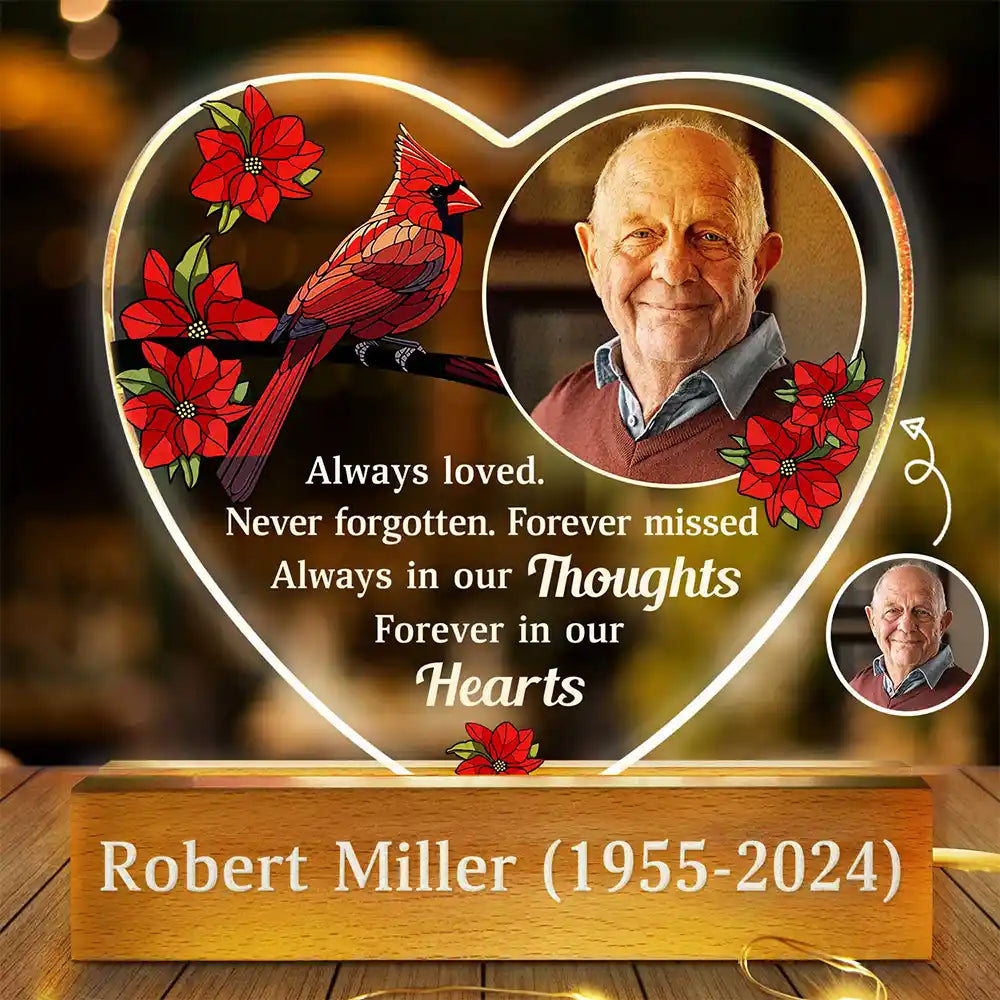 Custom Photo Memorial Forever Missed Always Shine In Our Hearts - Personalized Custom Shaped LED Light