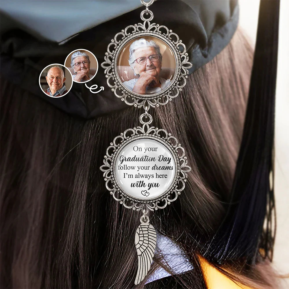 Custom Photo Memorial Graduation Follow Your Dreams - Personalized Photo Pendant Charm