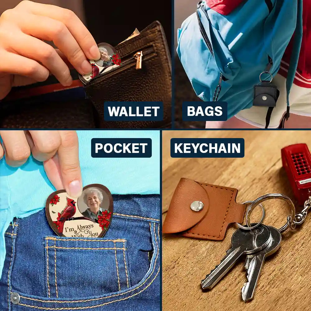 Family,Parents,Gift For Grandparents,Memorial,Sad - Custom Photo Memorial I'm Always With You - Personalized Wooden Pocket Hug