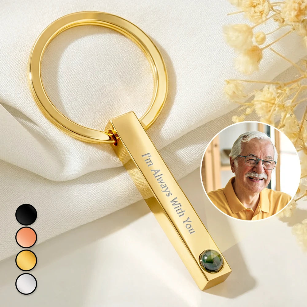 Family,Memorial,Sad,Pet Lovers,Pet Mom,Pet Dad,Pet Couple - Custom Photo Memorial In Loving Memory Family And Pet - Personalized Photo Projection Keychain