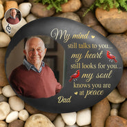 Memorial,Sad,Family - Custom Photo Memorial My Mind Still Talks To You - Personalized Printed Rock