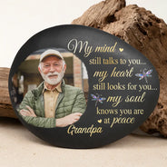 Memorial,Sad,Family - Custom Photo Memorial My Mind Still Talks To You - Personalized Printed Rock