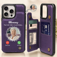 Memorial,Sad,Family - Custom Photo Memorial The Call I Wish I Could Make - Personalized Leather Flip Wallet Phone Case