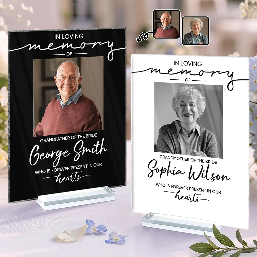 Custom Photo, Gift For Couples, Top Market, Wedding, Sympathetic, Upload Full Photo - Custom Photo Memorial Wedding Reserved In Loving Memory - Personalized Vertical Rectangle Acrylic Plaque