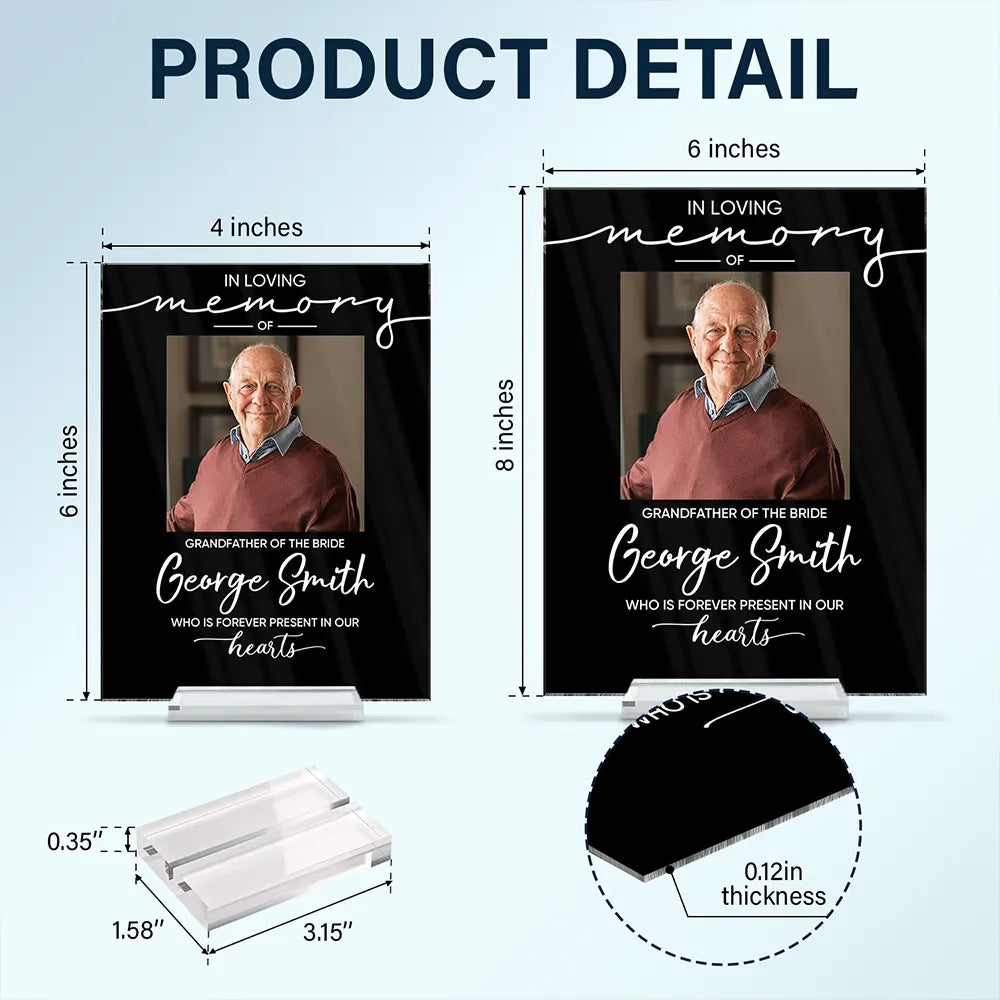 Custom Photo, Gift For Couples, Top Market, Wedding, Sympathetic, Upload Full Photo - Custom Photo Memorial Wedding Reserved In Loving Memory - Personalized Vertical Rectangle Acrylic Plaque