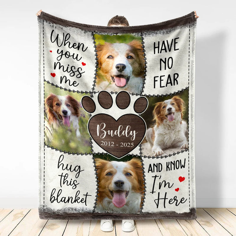 Custom Photo, Memorial, Family, Sad - Custom Photo Memorial When You Miss Me - Personalized Fleece Blanket, Sherpa Blanket