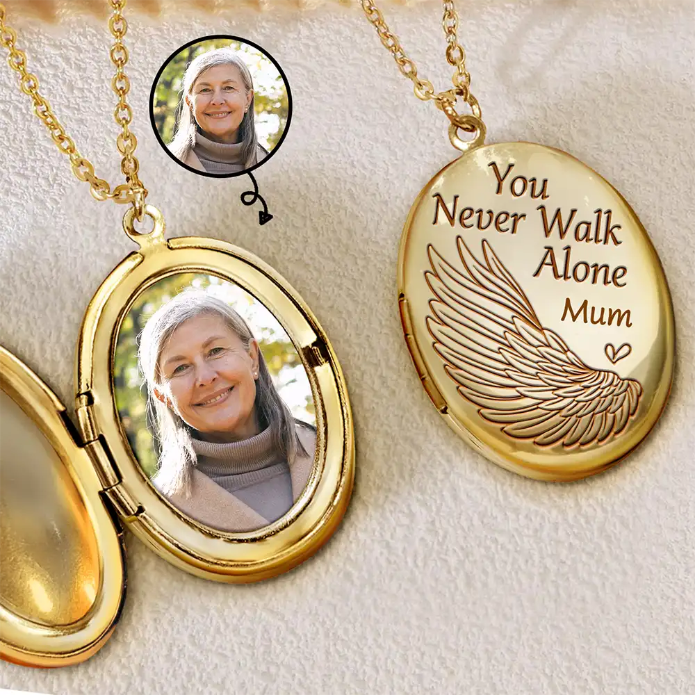 Custom Photo Memorial You Never Walk Alone - Personalized Locket Necklace