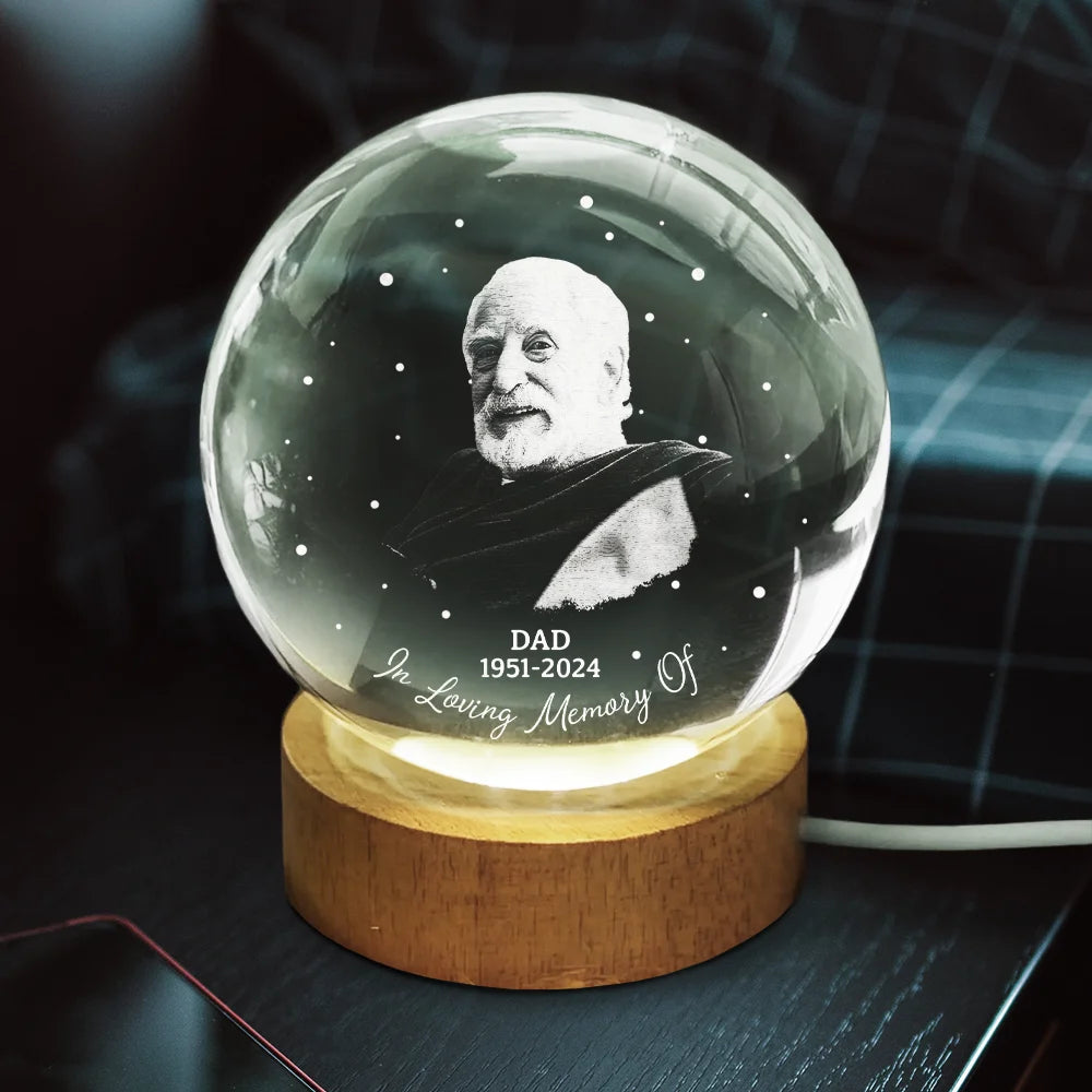 Custom Photo,Memorial,Gift For Mother,Gift For Father,Sad - Custom Photo Memorial Your Wings Were Ready - Personalized Crystal Globe Lamp