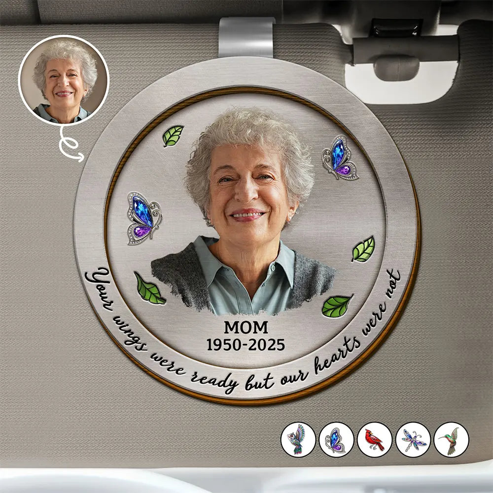 Custom Photo Memorial Your Wings Were Ready - Personalized Custom Shaped Car Visor Clip