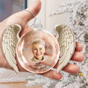 Christmas, Custom Photo, Memorial, Family, Sad - Custom Photo Memorial Your Wings Were Ready - Personalized Custom Shaped Glass Ornament
