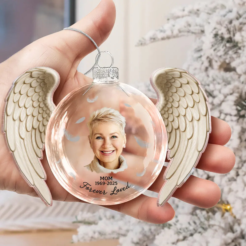 Christmas, Custom Photo, Memorial, Family, Sad - Custom Photo Memorial Your Wings Were Ready - Personalized Custom Shaped Glass Ornament