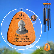 Sad,Memorial,Dog Lovers,Cat Lovers,Pet Lovers,Family,Parents,Gift For Grandparents - Custom Photo Memorial Your Wings Were Ready - Personalized Wind Chime