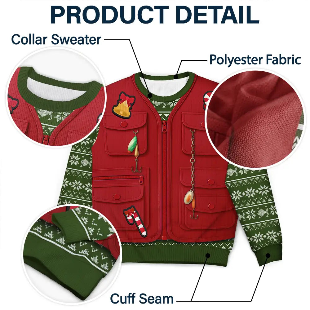 Fishing, Gift For Men, Christmas, Top Market, Happy - Custom Photo Merry Fishmas 3D Effect - Personalized Unisex Ugly Sweater