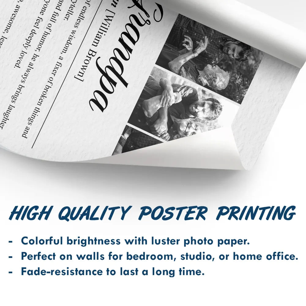 Gift For Mother,Gift For Father,Gift For Grandma,Gift For Grandpa,Love,Custom Photo - Custom Photo Mom Dad Grandma Grandpa Definition - Personalized Poster