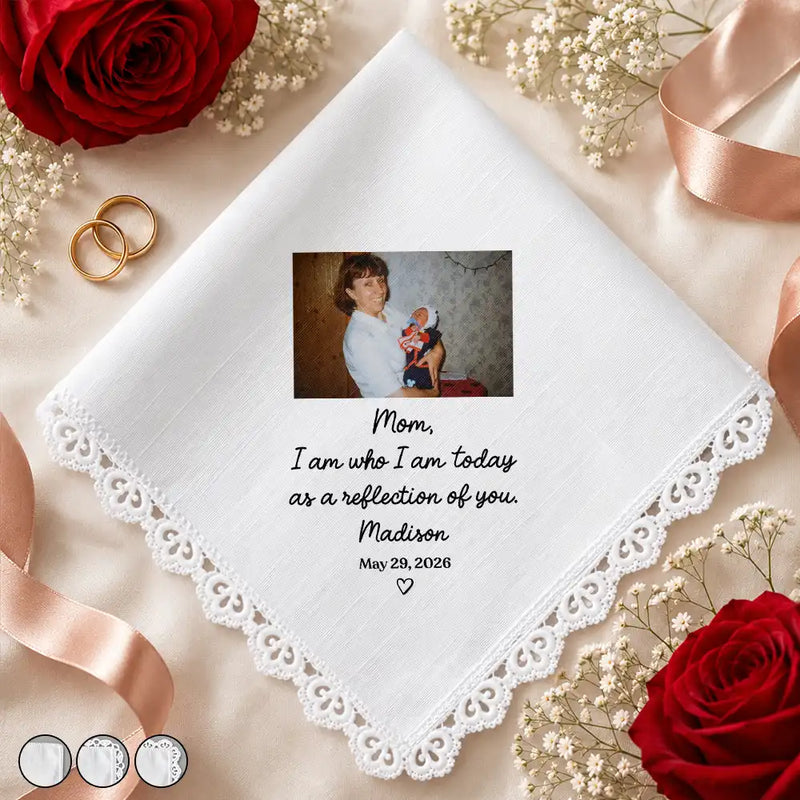 Parents,Grateful,Custom Photo,Wedding,Upload Full Photo,Custom Text - Custom Photo Mom Dad Of Bride Groom - Personalized Handkerchief