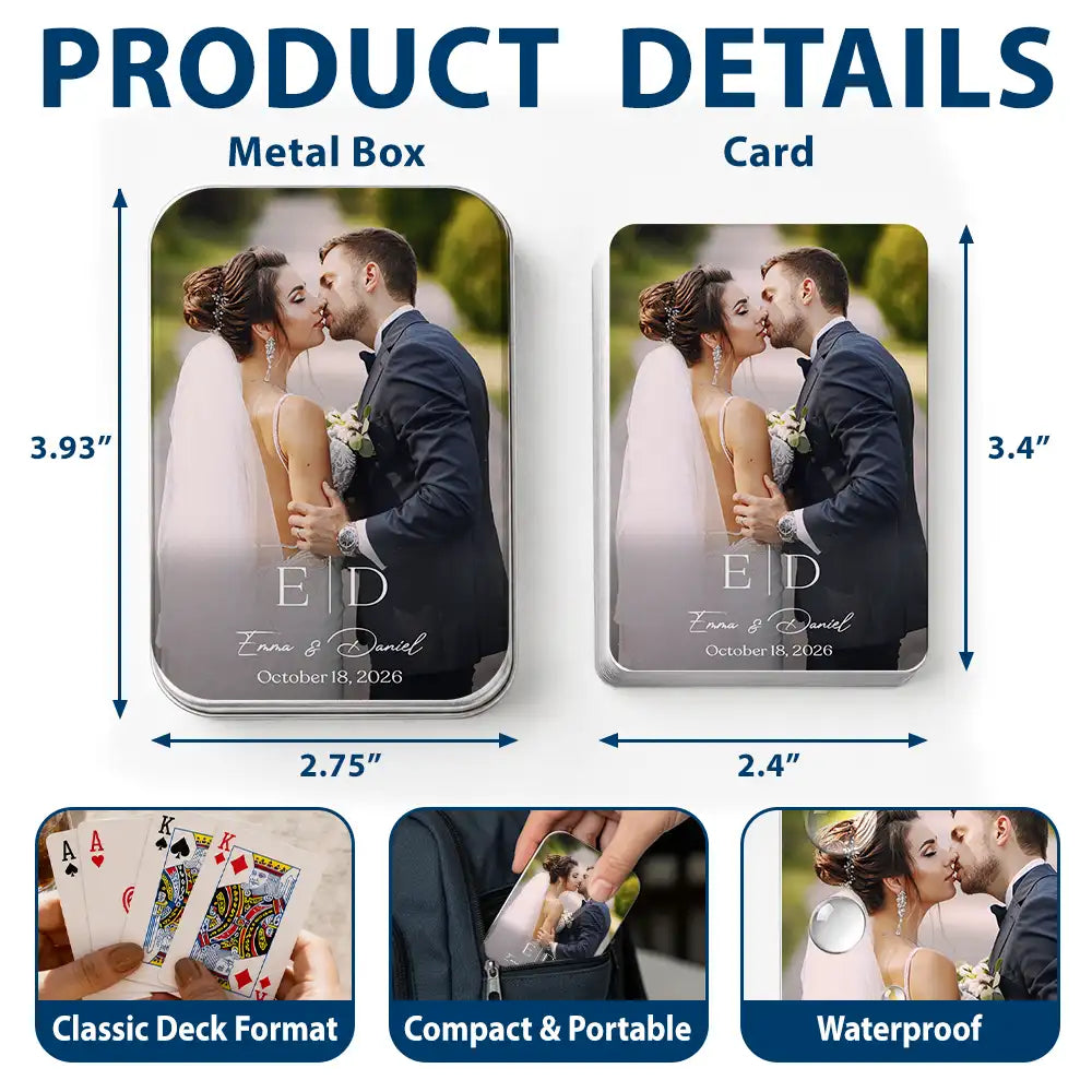 Custom Photo,Romantic,Gift For Couples,Wedding,Upload Full Photo,Monogram - Custom Photo Monogram Wedding Engagement Signing Book - Personalized Playing Cards