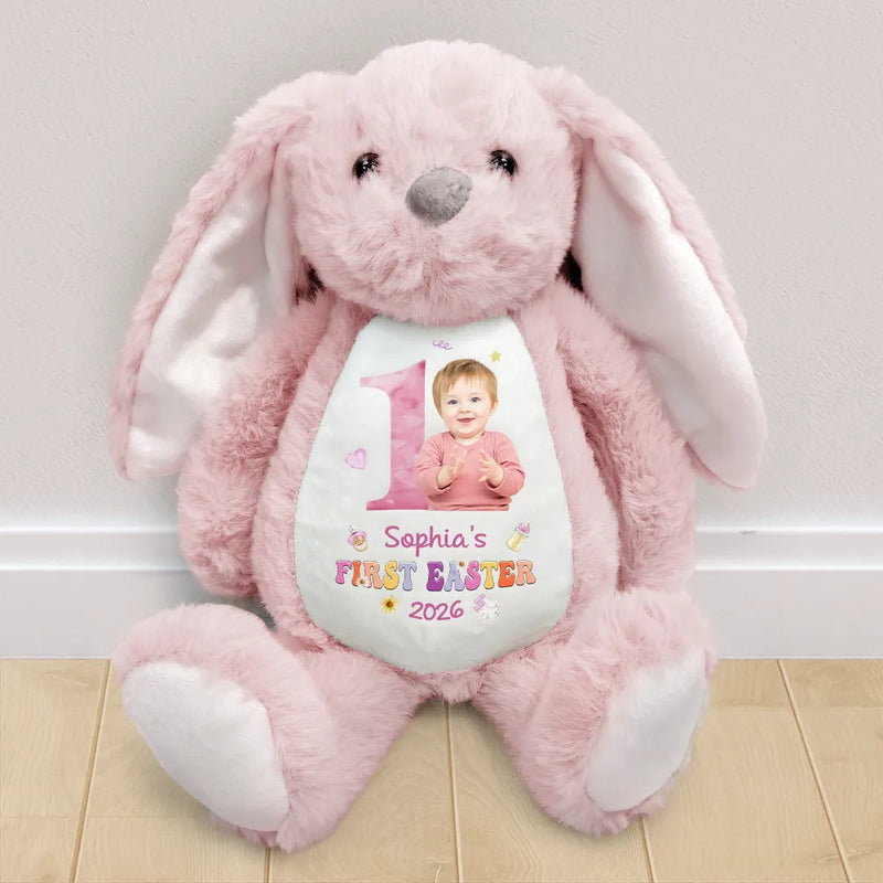 Easter,New baby,Dad - Sons,Gift For Son,Mom - Sons,Gift For Daughter,Dad - Daughters (Young),Mom - Daughters (Young),Gift For Kids,Gift For Grandkids,Happy - Custom Photo My First Easter - Personalized Soft Toy Bunny
