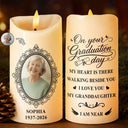 Graduation,Memorial,Gift For Yourself,Gift For Daughter,Gift For Son,Sad - Custom Photo My Heart Is There Walking Beside You - Personalized Flameless LED Candle
