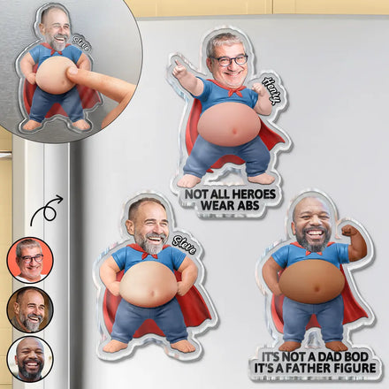 Custom Photo My Hero Dad Bod - Personalized Squishy Acrylic Fridge Magnet