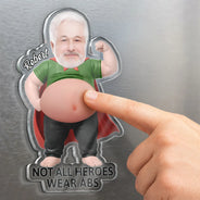 Custom Photo,Top Market,Gift For Men,Gift For Yourself,Humorous,Cut-Face Photo - Custom Photo My Hero Dad Bod - Personalized Squishy Acrylic Fridge Magnet