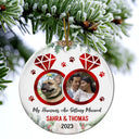 Happy - Custom Photo My Humans Are Getting Married - Personalized Circle Ceramic Ornament