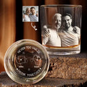 Custom Photo, Family, Gift For Brothers, Gift For Bestie, Happy, Gift For Sibling - Custom Photo Never Too Far To Drink Together - Personalized Engraved Whiskey Glass