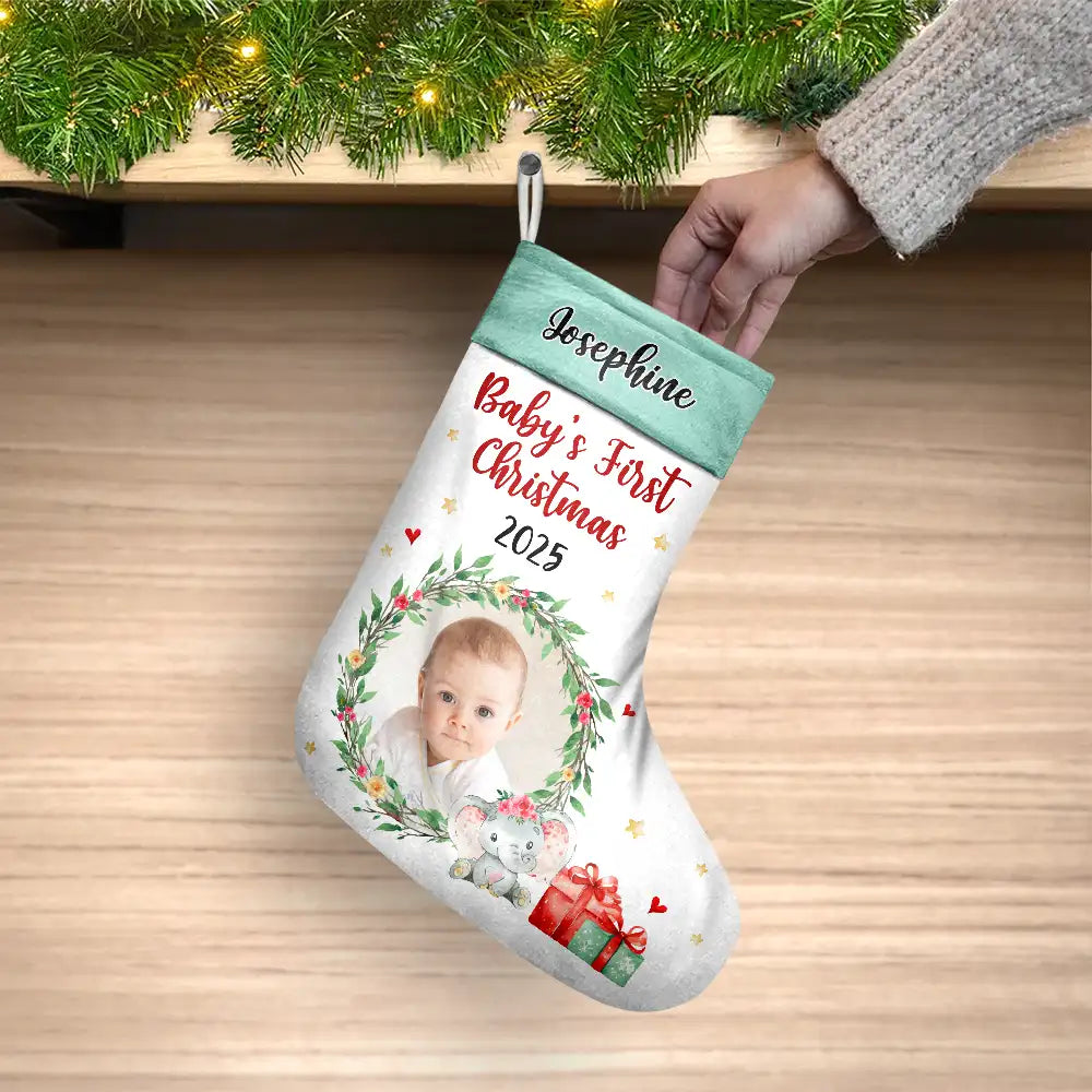 Custom Photo New Baby My First Christmas - Christmas Gift - Personalized Christmas Stocking