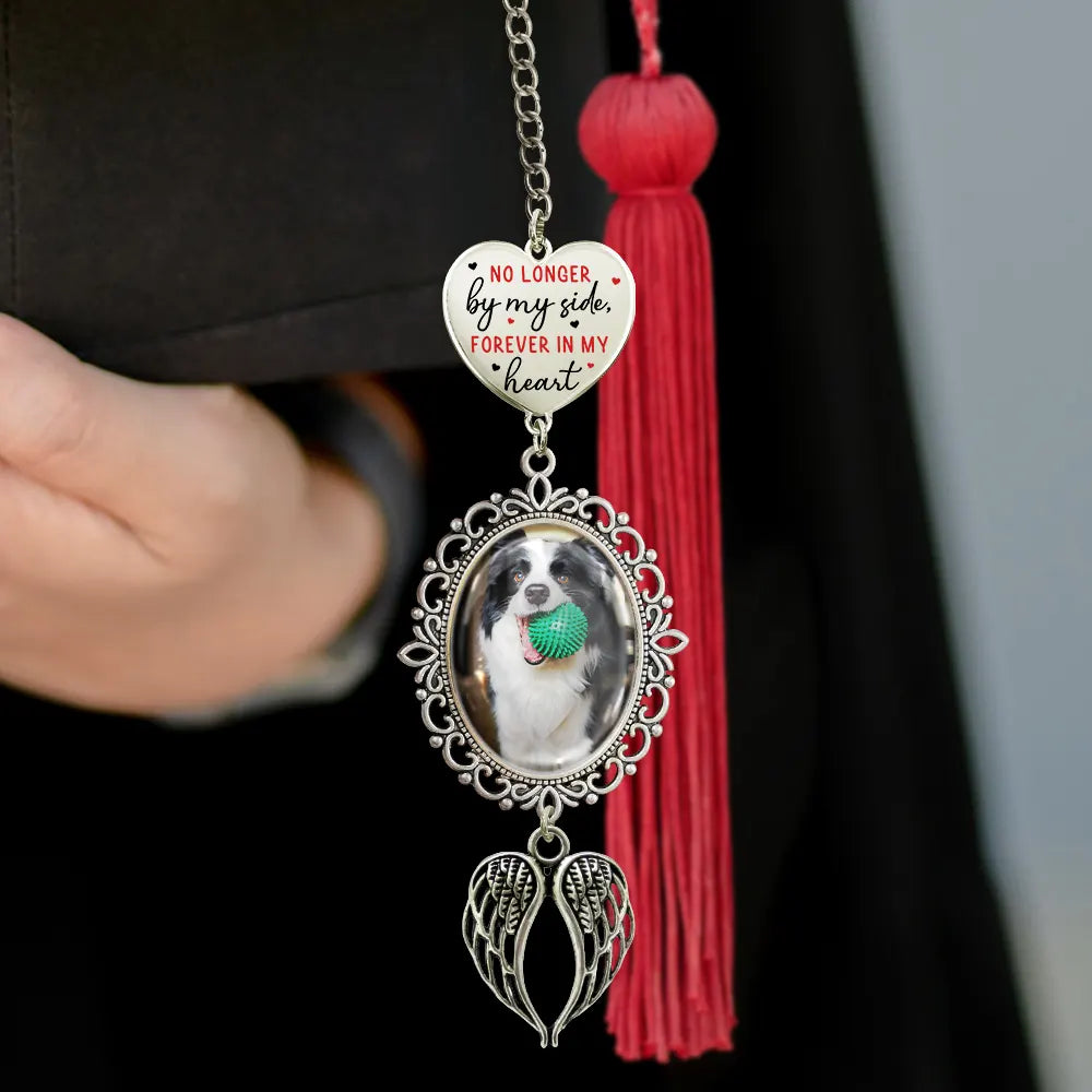 Graduation, Gift For Yourself, Custom Photo, Memorial, Sad - Custom Photo No Longer By Myself - Personalized Graduation Tassel Charm