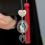 Graduation, Gift For Yourself, Custom Photo, Memorial, Sad - Custom Photo No Longer By Myself - Personalized Graduation Tassel Charm