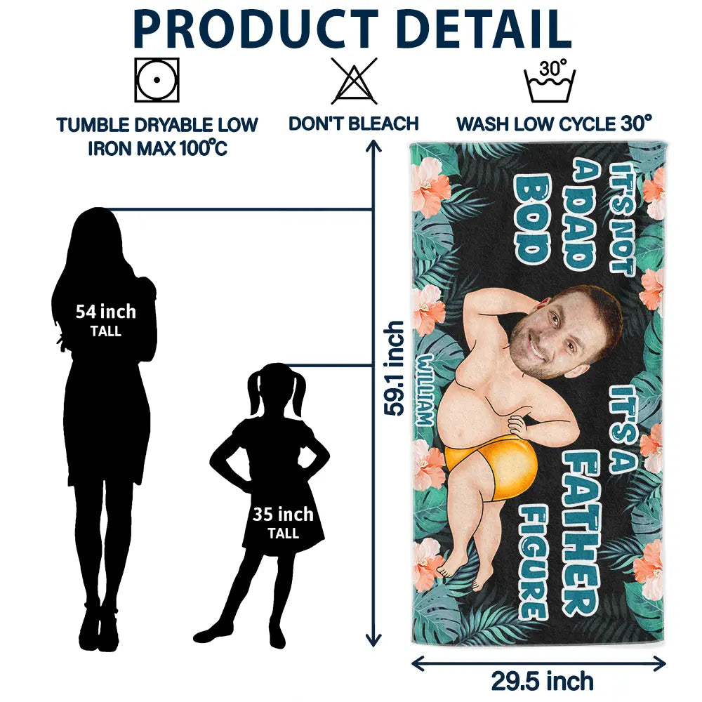 Gift For Men, Gift For Father, Funny, Summer - Custom Photo Not A Dad Bod - Personalized Beach Towel