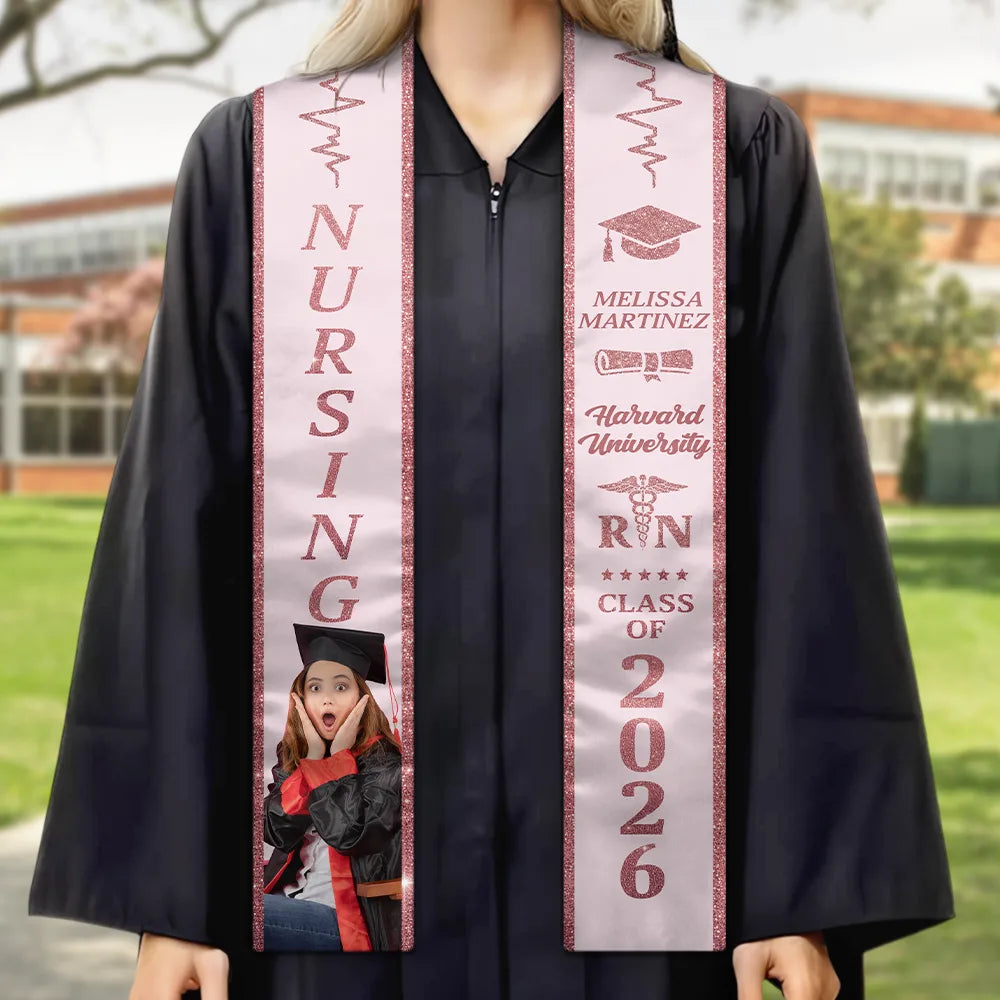 Graduation, Gift For Women, Gift For Men, Nurse, Happy - Custom Photo Nursing Graduation - Personalized Stoles
