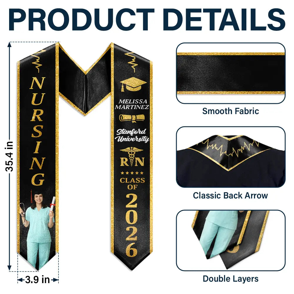 Graduation, Gift For Women, Gift For Men, Nurse, Happy - Custom Photo Nursing Graduation - Personalized Stoles