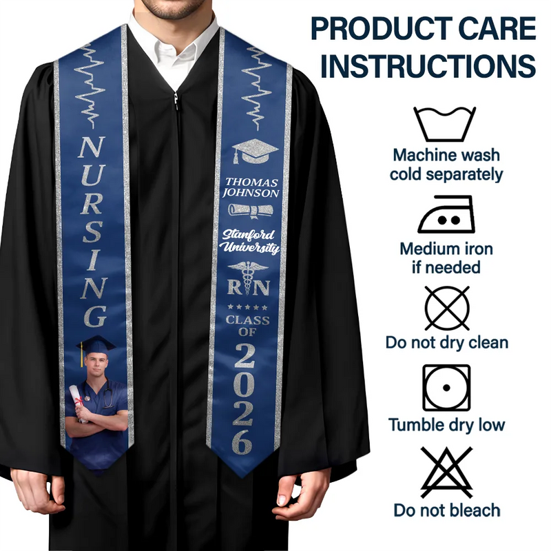 Graduation, Gift For Women, Gift For Men, Nurse, Happy - Custom Photo Nursing Graduation - Personalized Stoles